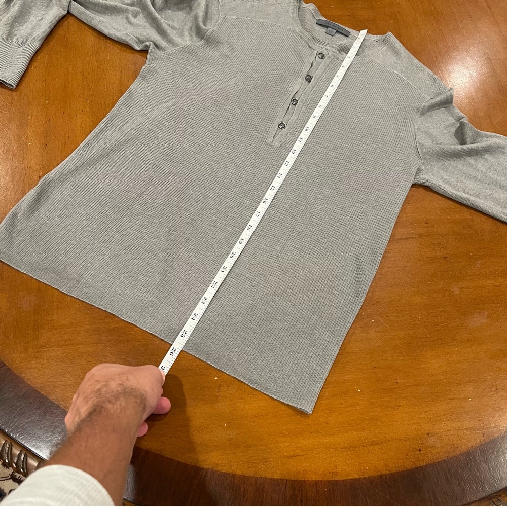 John Varvatos Collection 100% Linen Henley Sweater Gray Medium Lightweight Knit - Picture 15 of 16